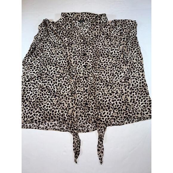 Torrid Women's Size 3 US 22/24 Leopard Print Sleeveless Button Down Blouse Top - Picture 6 of 7